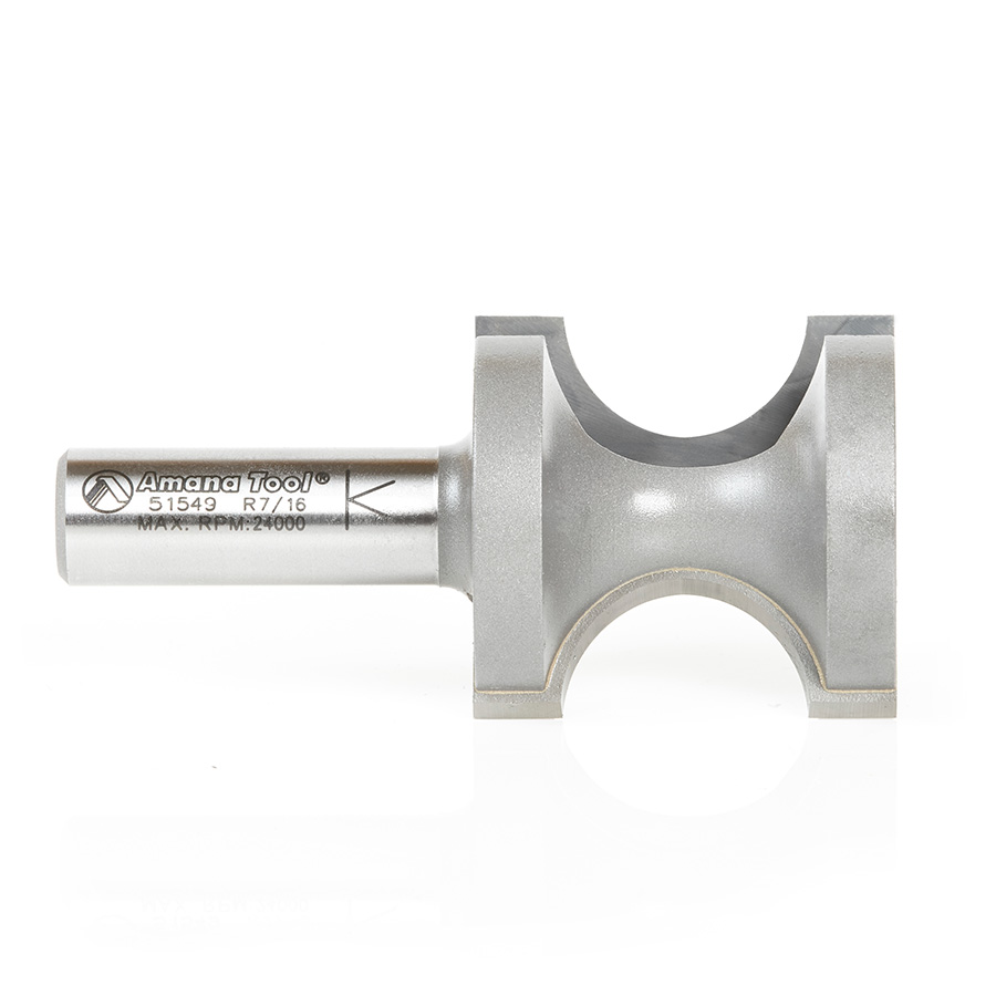 Amana 51549 Carbide Tipped Bullnose 7/16 Radius x 1-1/2 Dia x 1-1/2 x 1/2 Inch Shank