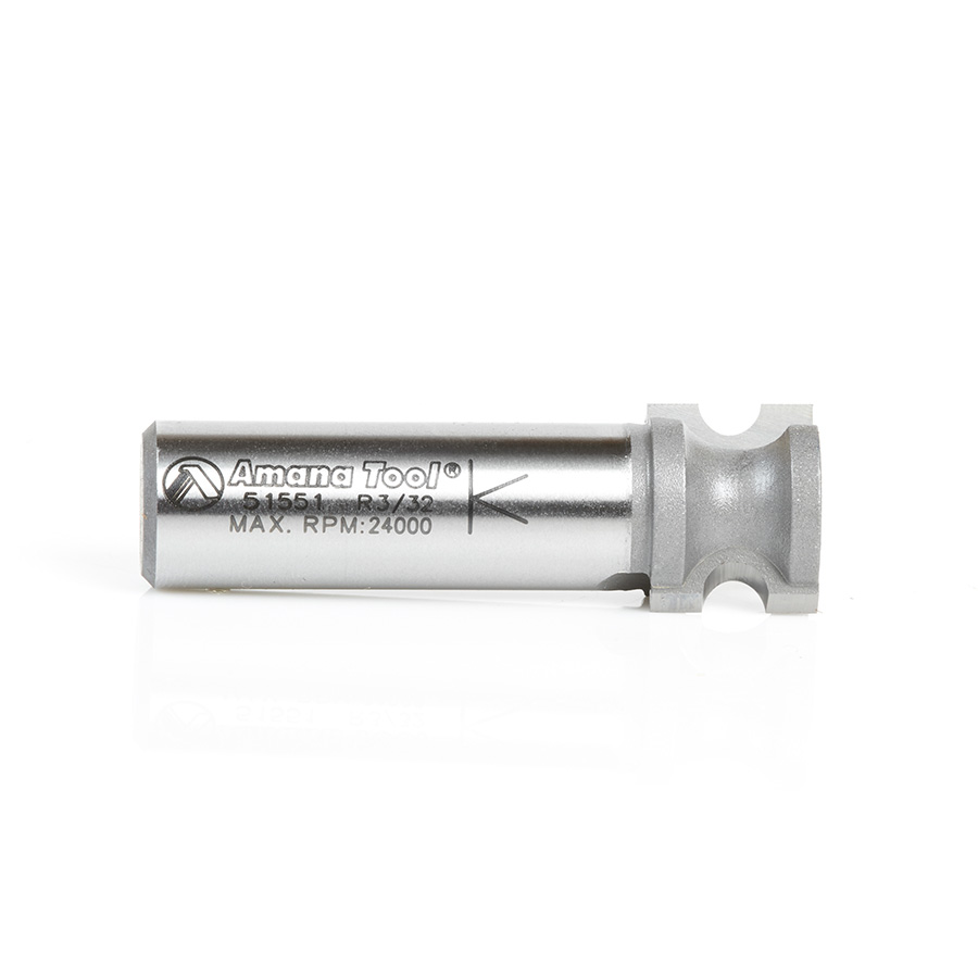 Amana 51551 Carbide Tipped Bullnose 3/32 Radius x 21/32 Dia x 1/2 x 1/2 Inch Shank