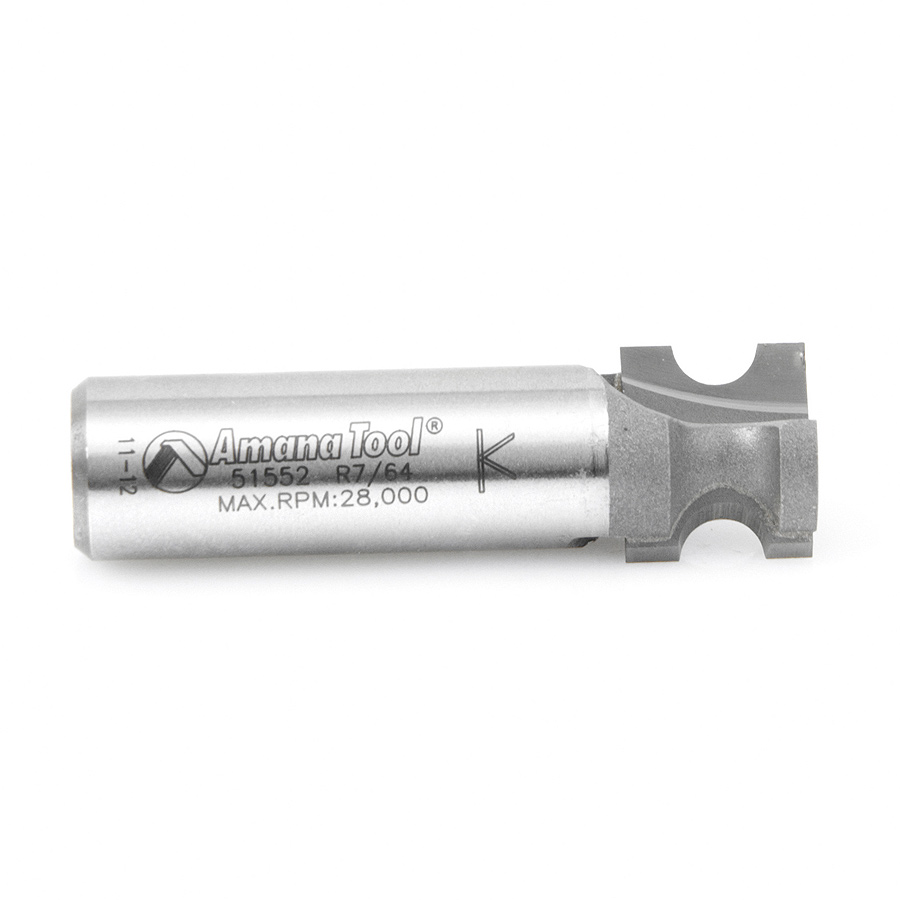 Amana 51552 Carbide Tipped Bullnose 3mm x 55/64 Dia x 3/4 x 1/2 Inch Shank