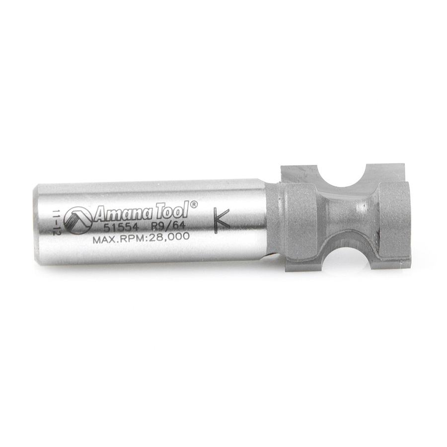 Amana 51554 Carbide Tipped Bullnose 9/64 Radius x 21/32 Dia x 3/4 x 1/2 Inch Shank