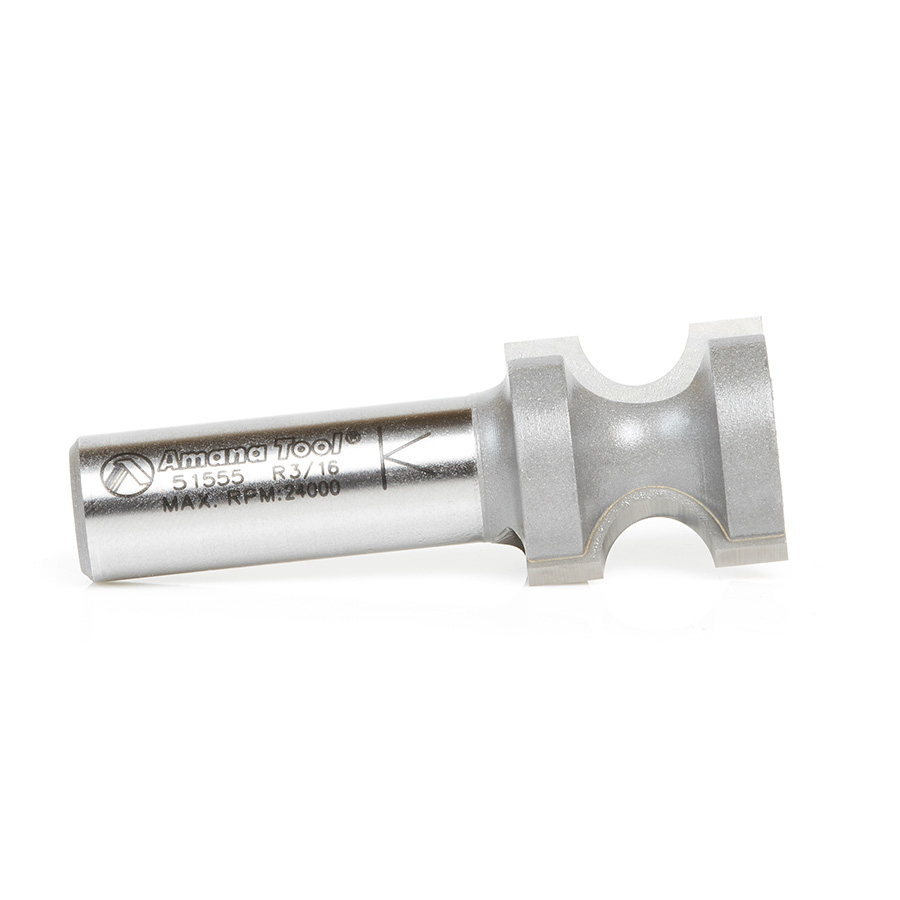 Amana 51555 Carbide Tipped Bullnose 3/16 Radius x 7/8 Dia x 7/8 x 1/2 Inch Shank