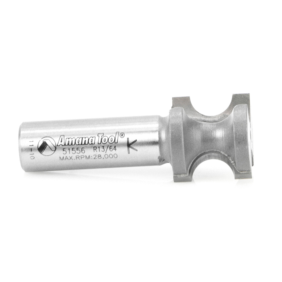 Amana 51556 Carbide Tipped Bullnose 13/64 Radius x 7/8 Dia x 3/4 x 1/2 Inch Shank