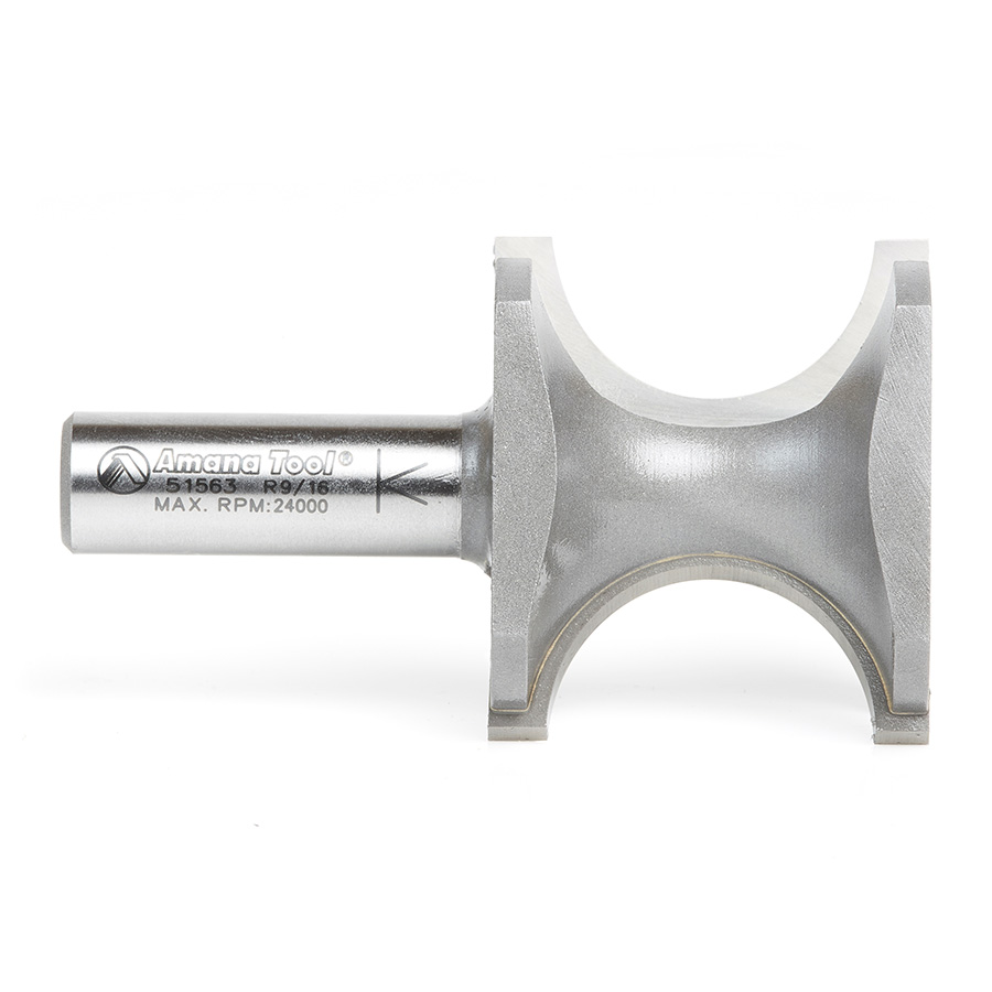 Amana 51563 Carbide Tipped Bullnose 9/16 Radius x 1-13/16 Dia x 1-1/2 x 1/2 Inch Shank