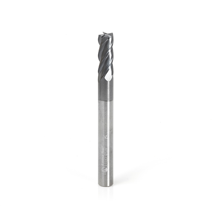 Amana 51593 CNC Variable Helix Spiral Square Bottom 1/4 Dia x 5/8 x 1/4 Shank Solid Carbide AlTiN Coated End Mill