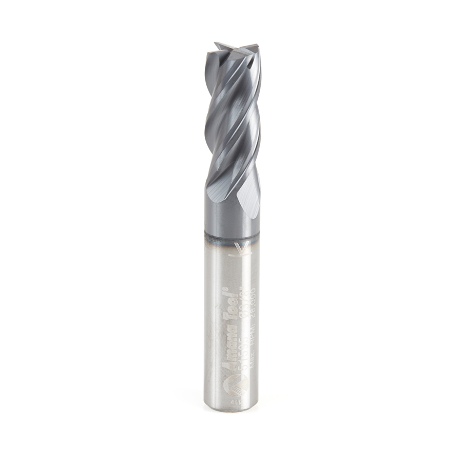 Amana 51595 CNC Variable Helix Spiral Square Bottom 3/8 Dia x 7/8 x 3/8 Shank Solid Carbide AlTiN Coated End Mill