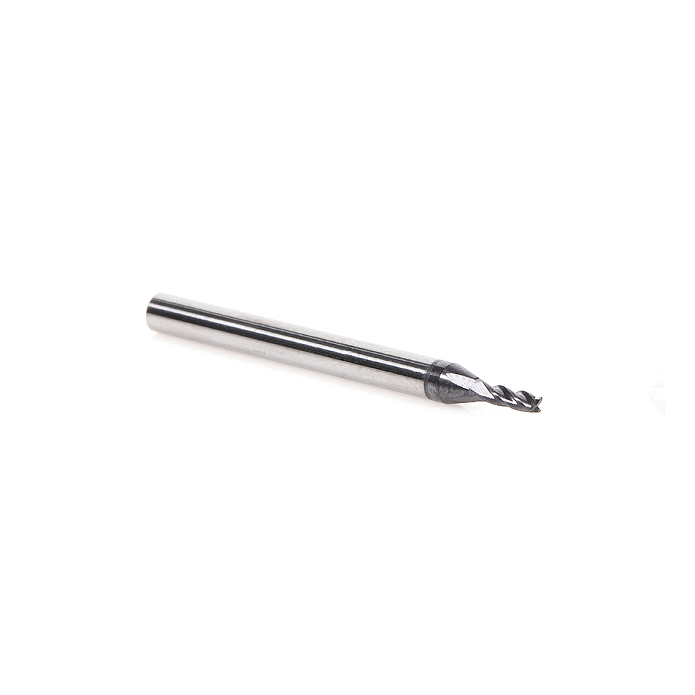 Amana 51603 CNC Solid Carbide Spiral for Steel & Stainless Steel with AlTiN Coating 4-Flute x 1/16 Dia x 3/16 x 1/8 Shank x 1-1/2 Inch Long Up-Cut Router Bit / 45º Corner Chamfer End Mill