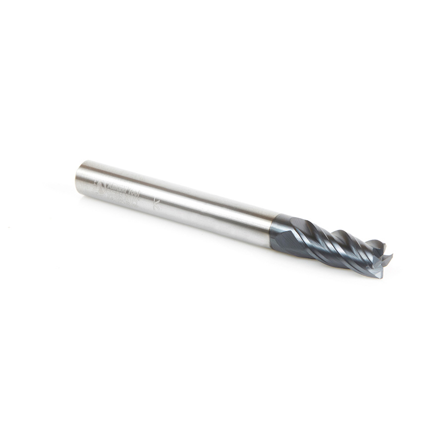 Amana 51605 CNC Variable Helix Spiral Corner Radius Bottom 1/4 Dia x 5/8 x 1/4 Shank x 0.015 Radius Solid Carbide AlTiN Coated Up-Cut End Mill