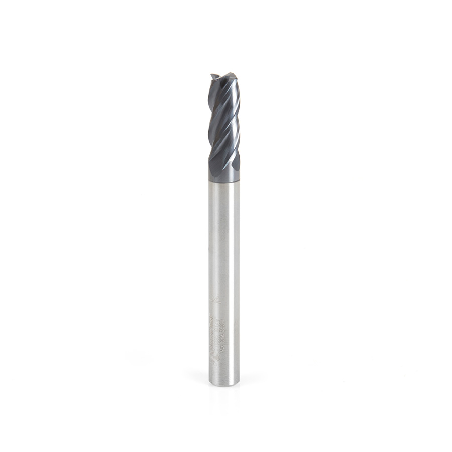 Amana 51605 CNC Variable Helix Spiral Corner Radius Bottom 1/4 Dia x 5/8 x 1/4 Shank x 0.015 Radius Solid Carbide AlTiN Coated Up-Cut End Mill