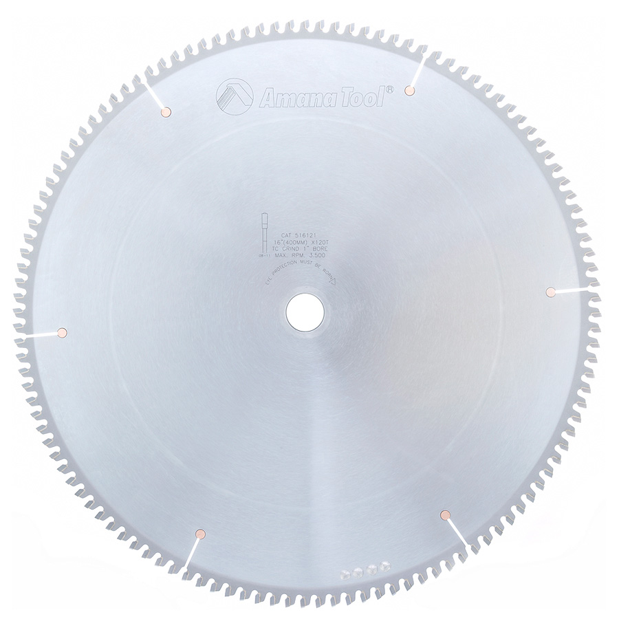 Amana 516121 Carbide Tipped Aluminum and Non-Ferrous Metals 16 Inch Dia x 120T TCG, -6 Deg, 1 Inch Bore
