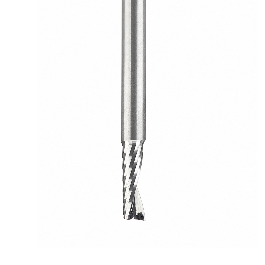 Amana 51636 Metric Solid Carbide CNC Spiral 'O' Single Flute, Plastic Cutting 4mm Dia x 12mm x 4mm Shank x 64mm Long Up-Cut Router Bit