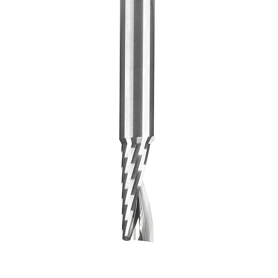 Amana 51638 Metric Solid Carbide CNC Spiral 'O' Single Flute, Plastic Cutting 6mm Dia x 16mm x 6mm Shank x 63mm Long Up-Cut Router Bit