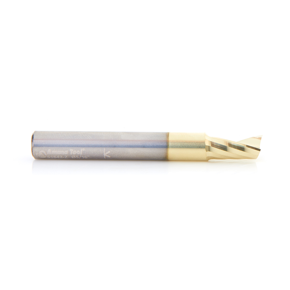 Amana 51642-Z Solid Carbide CNC Spiral 'O' Flute, Aluminum Cutting 5/16 Dia x 9/16 x 5/16 Shank Up-Cut ZrN Coated Router Bit