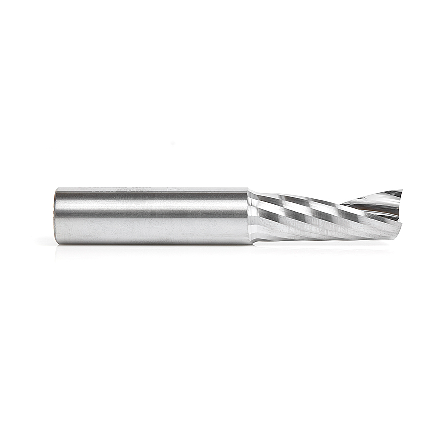 Amana 51645 Solid Carbide CNC Spiral 'O' Single Flute, Plastic Cutting 1/2 Dia x 1-1/4 x 1/2 Shank x 3 Inch Long Up-Cut Router Bit