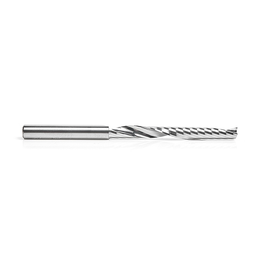Amana 51646 Solid Carbide CNC Spiral 'O' Single Flute, Plastic Cutting 1/4 Dia x 2-1/4 x 1/4 Shank x 3-3/4 Inch Long Up-Cut Router Bit