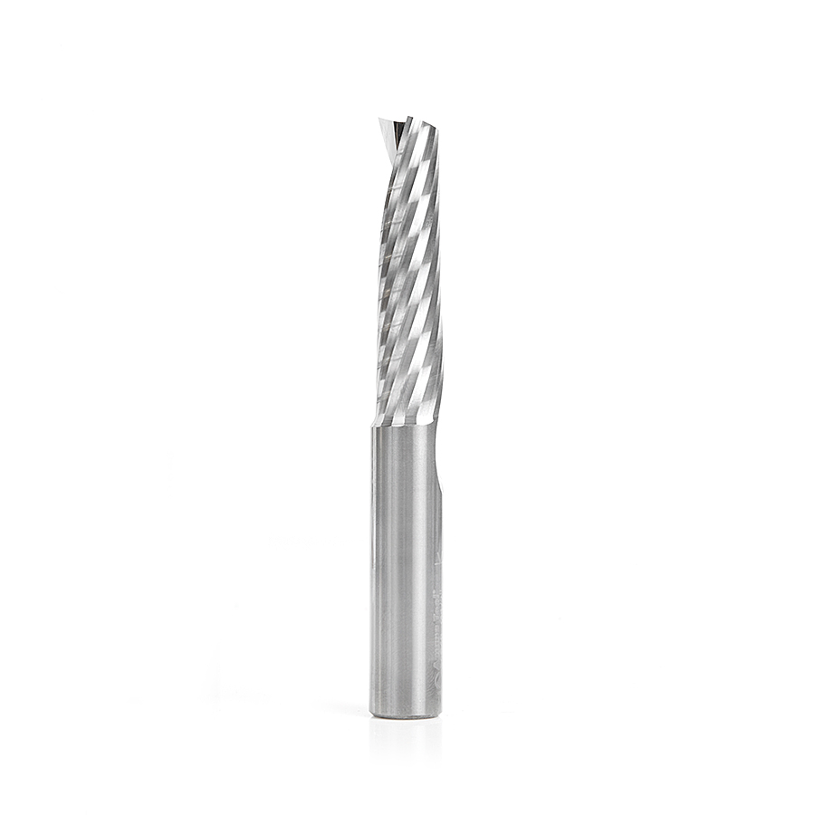 Amana 51648 Solid Carbide CNC Spiral 'O' Single Flute, Plastic Cutting 1/2 Dia x 2 x 1/2 Shank x 4 Inch Long Up-Cut Router Bit