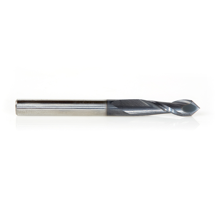 Amana 51651 High Performance CNC Solid Carbide 90 Degree 'V' Spiral Drills with AlTiN Coating 2-Flute x 3/16 Dia x 3/32 x 3/16 Shank x 2 Inch Long Up-Cut Router Bit/End Mill
