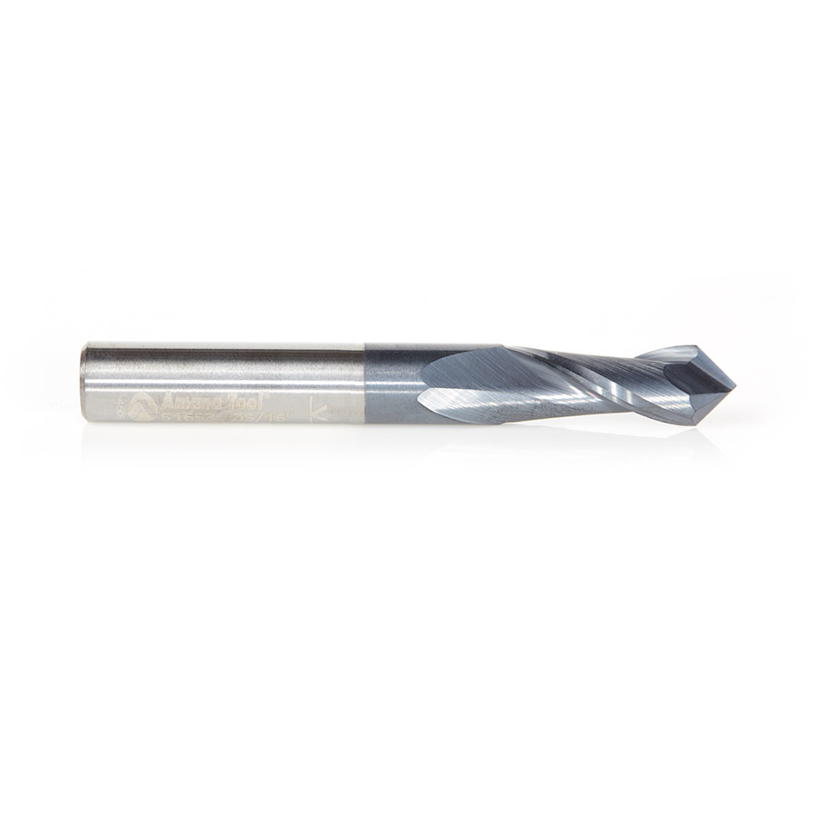 Amana 51653 High Performance CNC Solid Carbide 90 Degree 'V' Spiral Drills with AlTiN Coating 2-Flute x 5/16 Dia x 5/32 x 5/16 Shank x 2-1/2 Inch Long Up-Cut Router Bit/End Mill