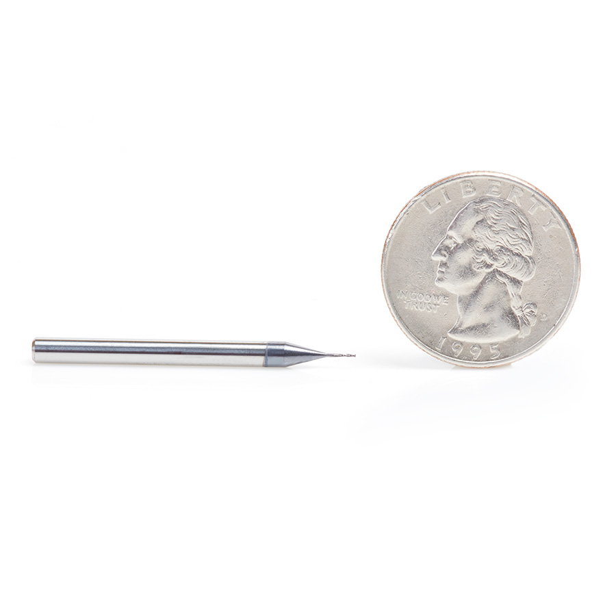 Amana 51661 AlTiN Coated CNC Steel, Stainless Steel & Composite Square Mini End Mill 0.015 Dia x 0.045 x 1/8 Shank