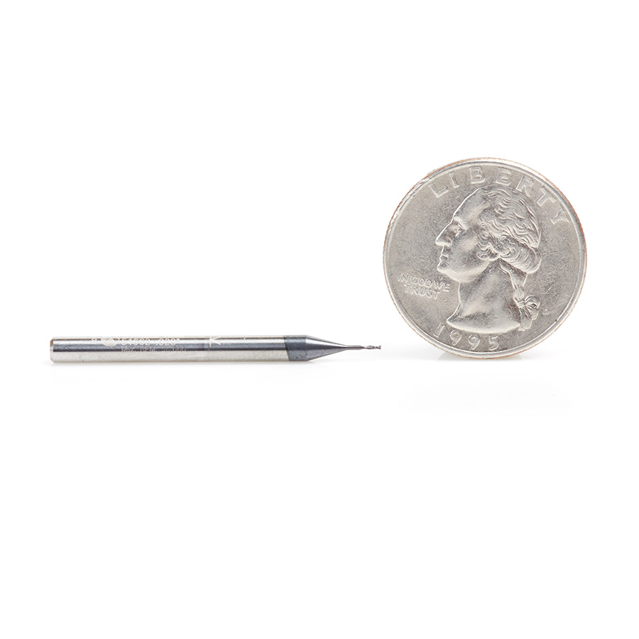 Amana 51662 AlTiN Coated CNC Steel, Stainless Steel & Composite Square Mini End Mill 0.020 Dia x 0.060 x 1/8 Shank