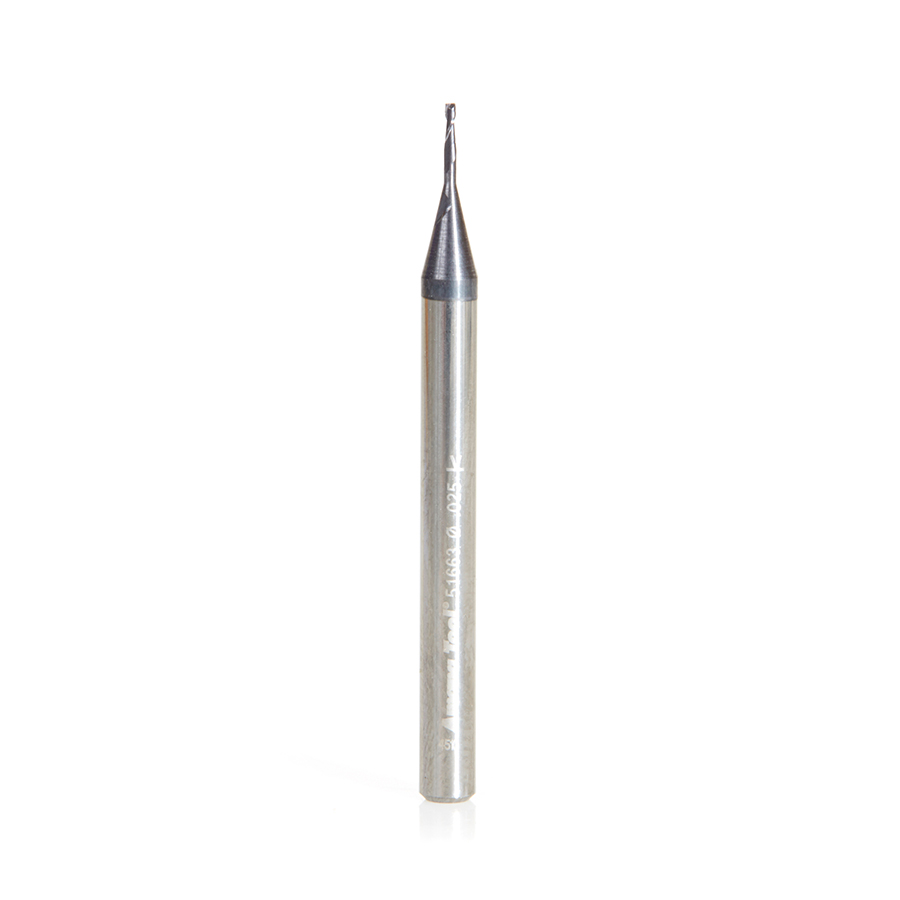 Amana 51663 AlTiN Coated CNC Steel, Stainless Steel & Composite Square Mini End Mill 0.025 Dia x 0.075 x 1/8 Shank
