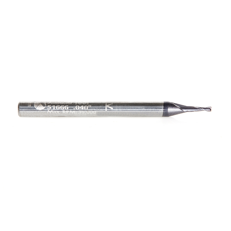 Amana 51666 AlTiN Coated CNC Steel, Stainless Steel & Composite Square Mini End Mill 0.040 Dia x 0.120 x 1/8 Shank