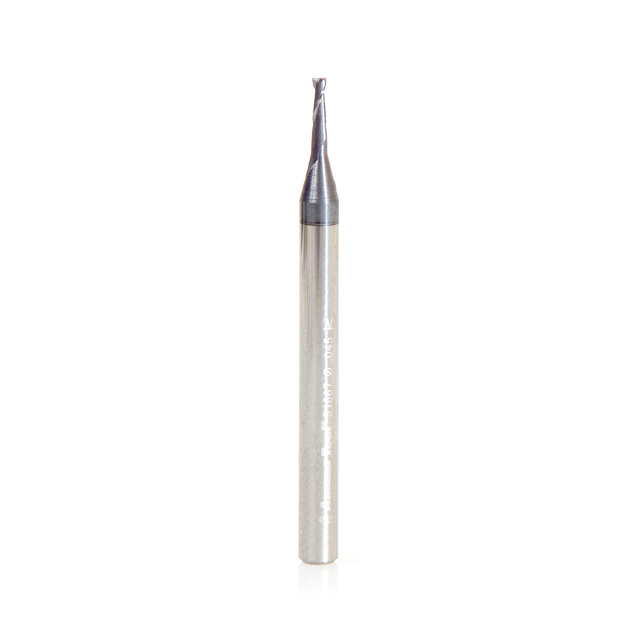 Amana 51667 AlTiN Coated CNC Steel, Stainless Steel & Composite Square Mini End Mill 0.045 Dia x 0.135 x 1/8 Shank