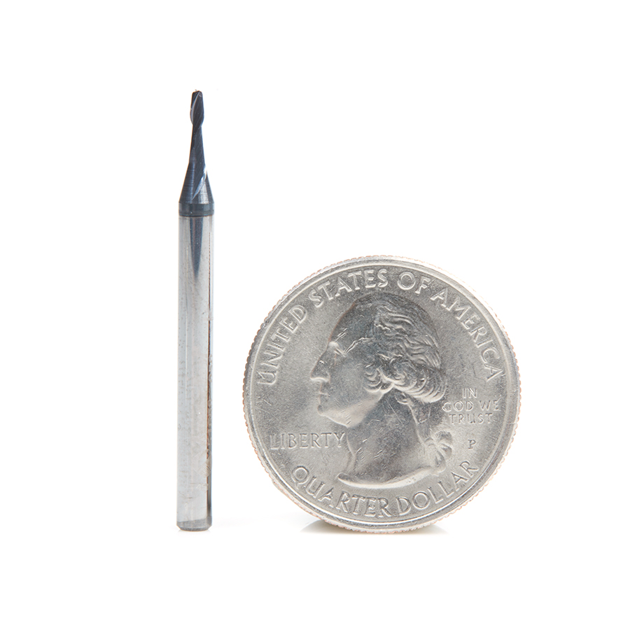 Amana 51668 AlTiN Coated CNC Steel, Stainless Steel & Composite Square Mini End Mill 0.050 Dia x 0.174 x 1/8 Shank