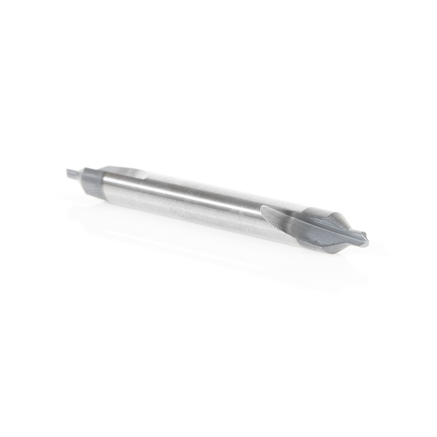 Amana 51670 CNC 118 Degree Point Center Drill High Performance Solid Carbide 60 Degree Countersink 3/16 Dia x 5/64 x 3/16 Shank AlTiN Coated Router Bit