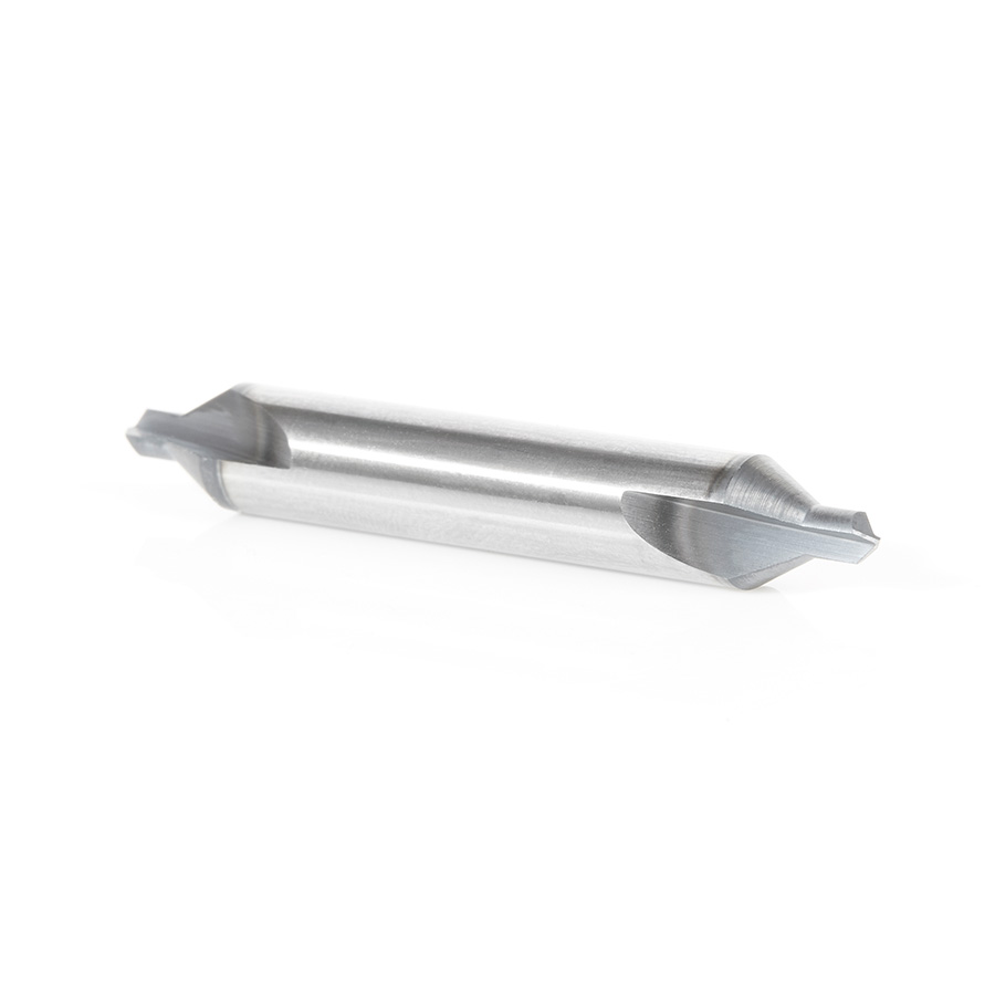 Amana 51672 CNC 118 Degree Point Center Drill High Performance Solid Carbide 60 Degree Countersink 5/16 Dia x 1/8 x 5/16 Shank AlTiN Coated Router Bit
