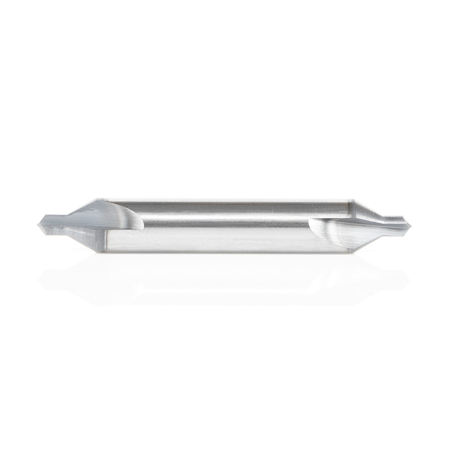 Amana 51672 CNC 118 Degree Point Center Drill High Performance Solid Carbide 60 Degree Countersink 5/16 Dia x 1/8 x 5/16 Shank AlTiN Coated Router Bit
