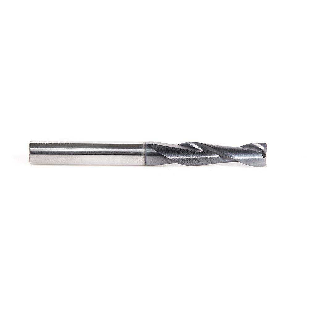 Amana 51678 CNC Solid Carbide Spiral for Steel & Stainless Steel with AlTiN Coating 2-Flute x 5/16 Dia x 1-1/8 x 5/16 Shank x 3 Inch Long Up-Cut Router Bit / 45º Corner Chamfer End Mill