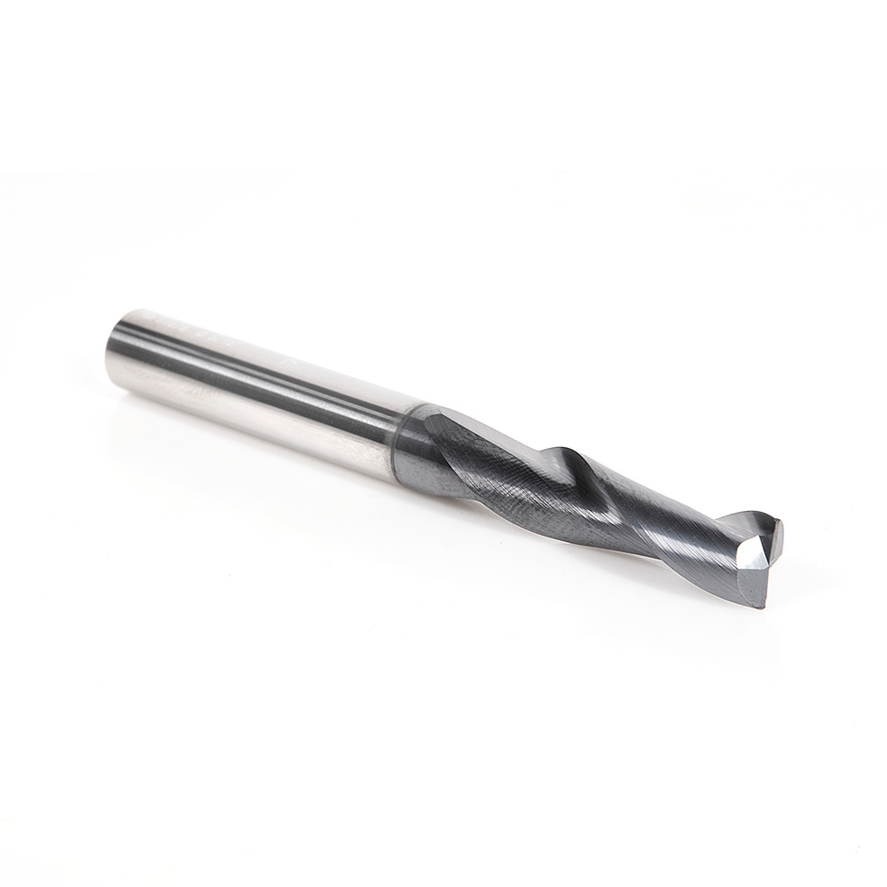 Amana 51678 CNC Solid Carbide Spiral for Steel & Stainless Steel with AlTiN Coating 2-Flute x 5/16 Dia x 1-1/8 x 5/16 Shank x 3 Inch Long Up-Cut Router Bit / 45º Corner Chamfer End Mill
