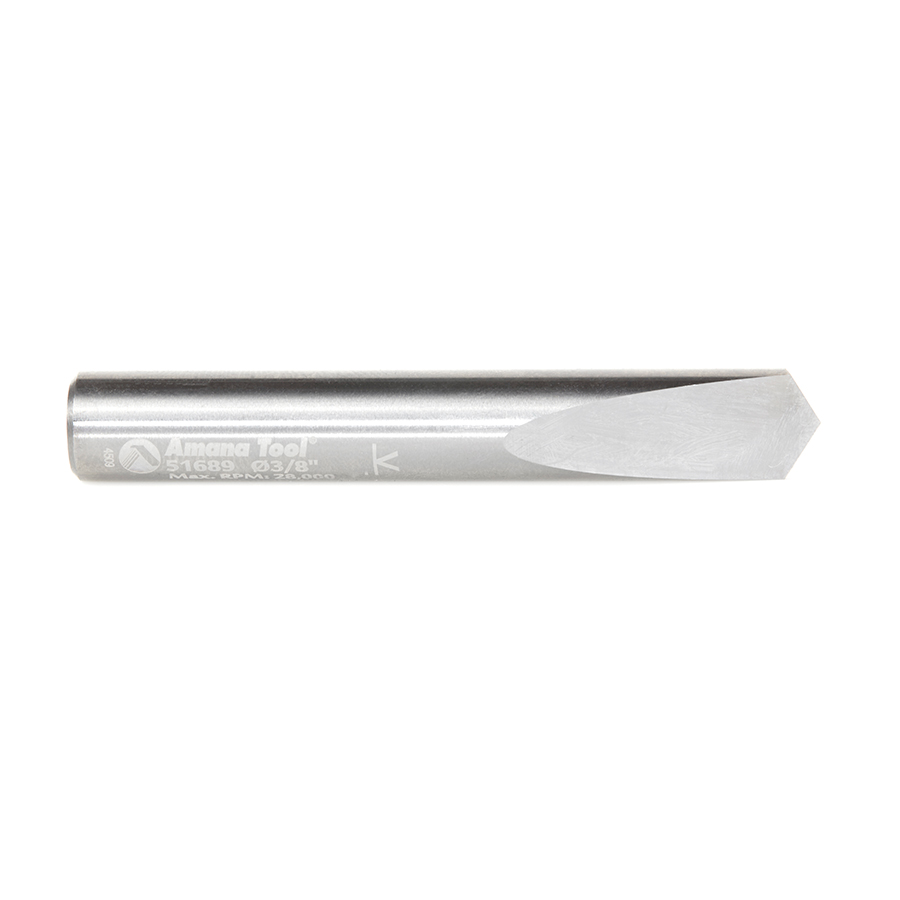 Amana 51689 CNC Solid Carbide 118 Degree Point Spade Drill 3/8 Dia x 1 x 3/8 Shank Router Bit