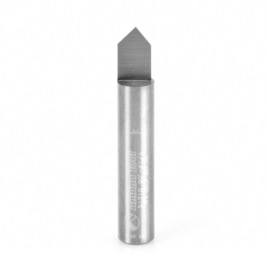 Amana 51710 Solid Carbide V-Groove 1/4 Dia x 3/8 x 1/4 Inch Shank x 1-Flute