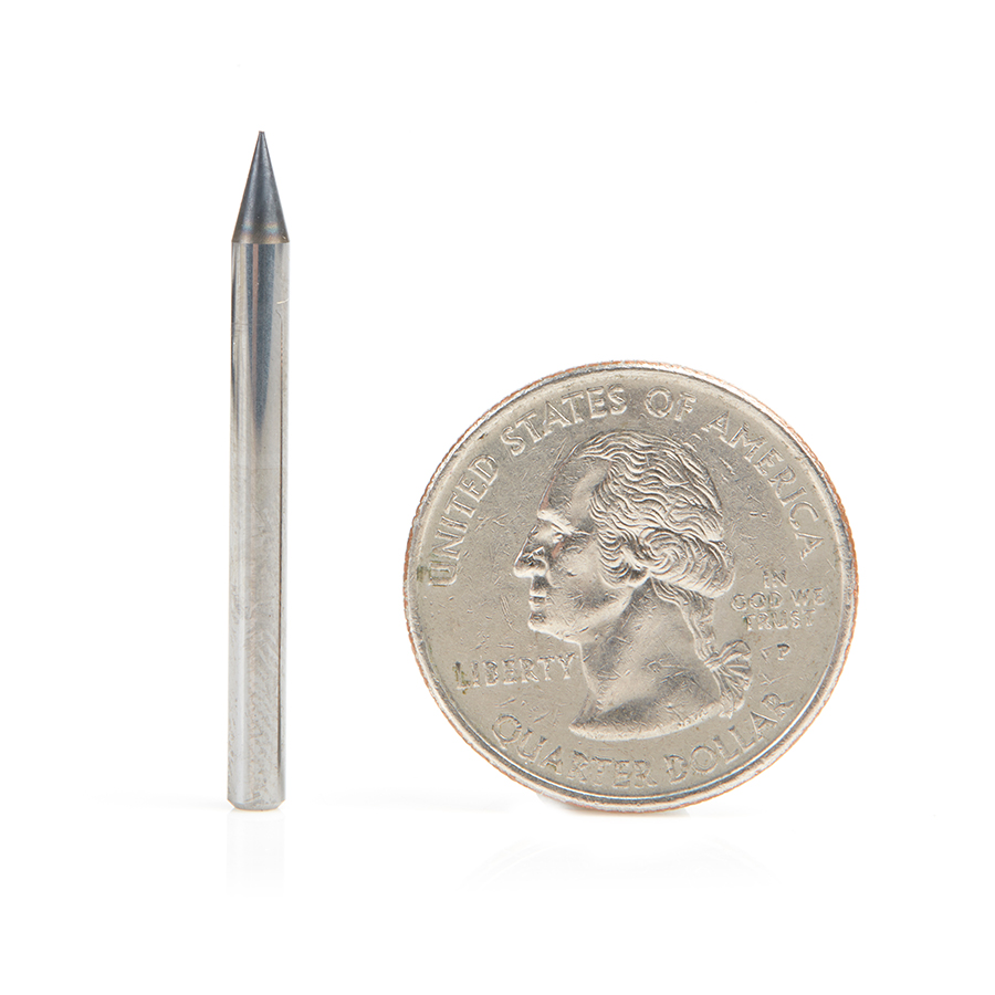 Amana 51719 AlTiN Coated CNC Steel, Stainless Steel & Composite Square Mini End Mill 0.010 Dia x 0.030 x 1/8 Shank