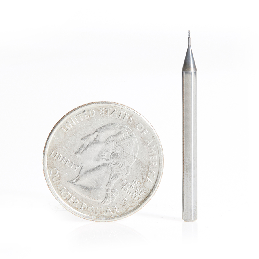 Amana 51720 AlTiN Coated CNC Steel, Stainless Steel & Composite Square Mini End Mill 0.015 Dia x 0.045 x 1/8 Shank