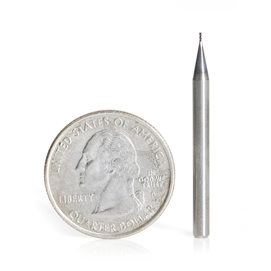 Amana 51721 AlTiN Coated CNC Steel, Stainless Steel & Composite Square Mini End Mill 0.020 Dia x 0.060 x 1/8 Shank