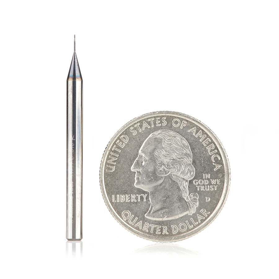Amana 51739 AlTiN Coated CNC Steel, Stainless Steel & Composite Ball End Mini Mill 0.010 Dia x 0.030 x 1/8 Shank