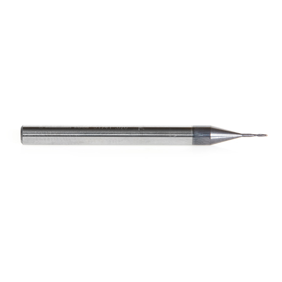 Amana 51741 AlTiN Coated CNC Steel, Stainless Steel & Composite Ball End Mini Mill 0.020 Dia x 0.060 x 1/8 Shank