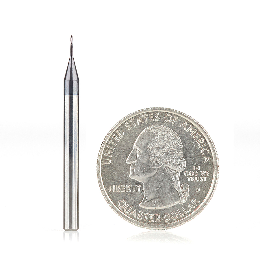 Amana 51741 AlTiN Coated CNC Steel, Stainless Steel & Composite Ball End Mini Mill 0.020 Dia x 0.060 x 1/8 Shank