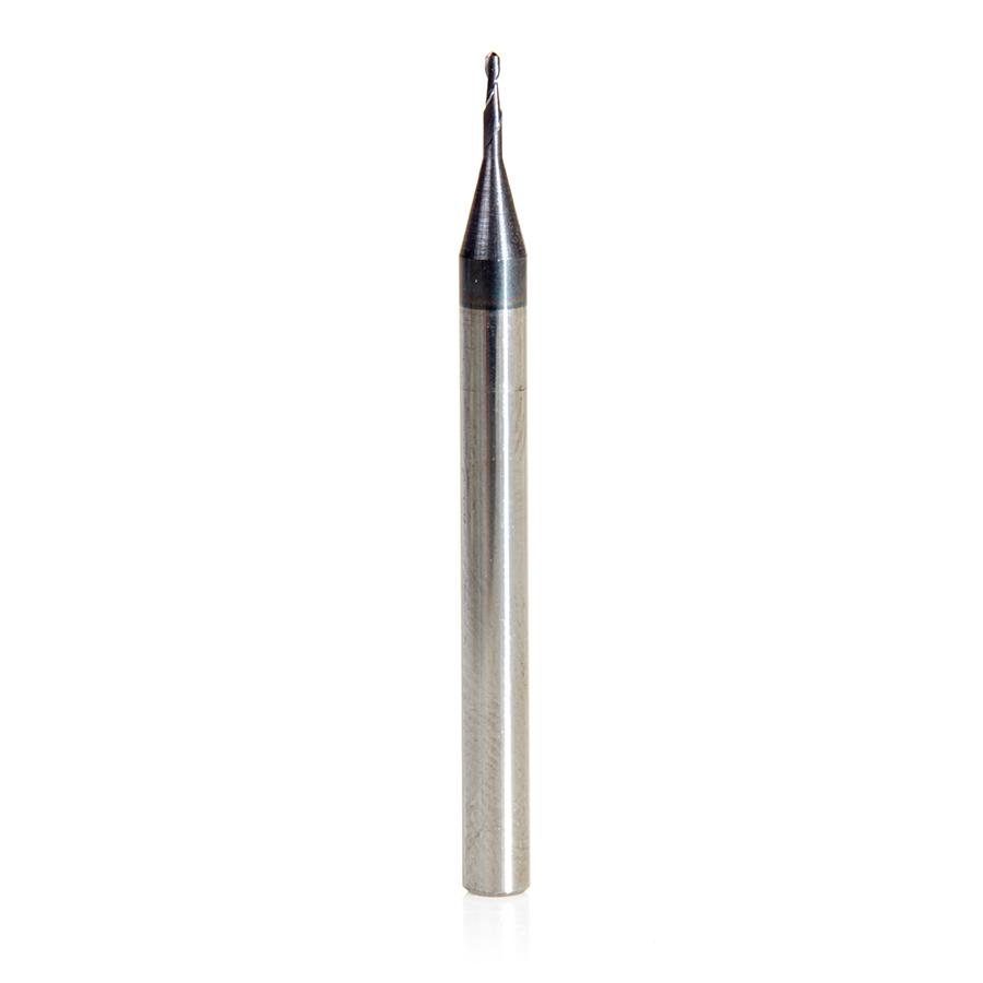 Amana 51743 AlTiN Coated CNC Steel, Stainless Steel & Composite Ball End Mini Mill 0.030 Dia x 0.090 x 1/8 Shank