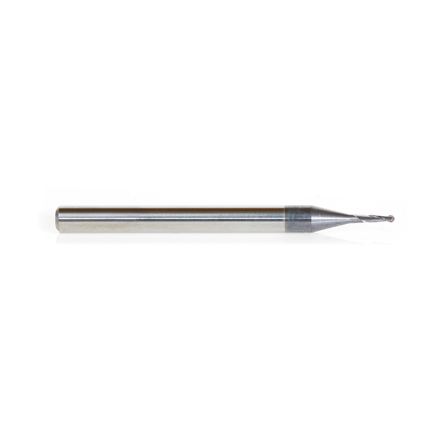 Amana 51744 AlTiN Coated CNC Steel, Stainless Steel & Composite Ball End Mini Mill 0.035 Dia x 0.105 x 1/8 Shank