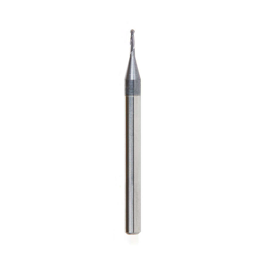 Amana 51744 AlTiN Coated CNC Steel, Stainless Steel & Composite Ball End Mini Mill 0.035 Dia x 0.105 x 1/8 Shank