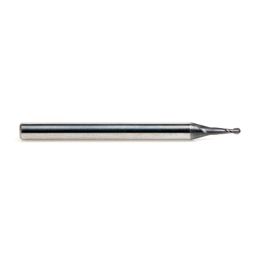 Amana 51746 AlTiN Coated CNC Steel, Stainless Steel & Composite Ball End Mini Mill 0.045 Dia x 0.0225 Radius x 0.135 x 1/8 Shank