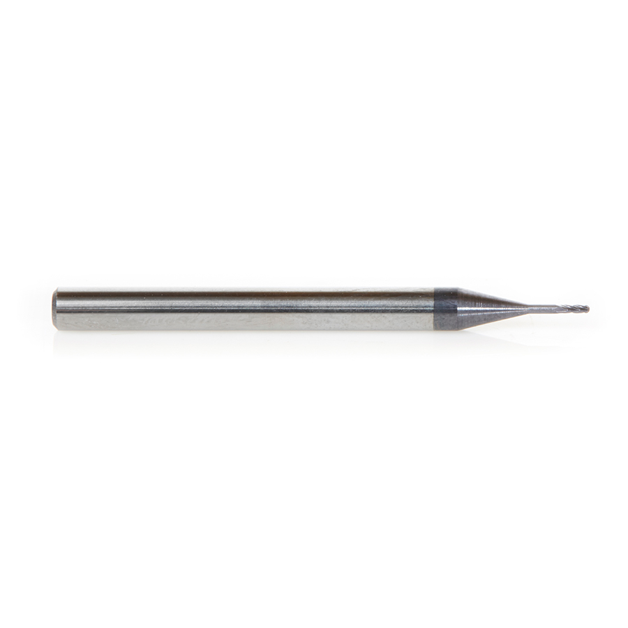 Amana 51753 AlTiN Coated CNC Steel, Stainless Steel & Composite Ball End Mini Mill 0.025 Dia x 0.075 x 1/8 Shank