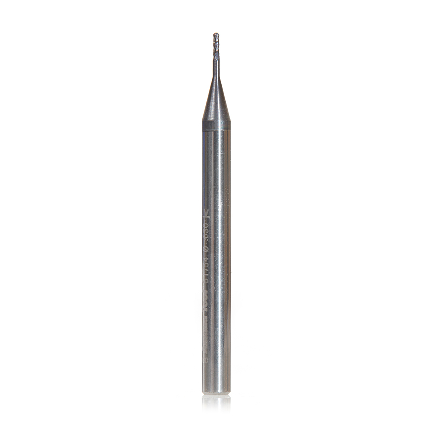 Amana 51754 AlTiN Coated CNC Steel, Stainless Steel & Composite Ball End Mini Mill 0.030 Dia x 0.090 x 1/8 Shank