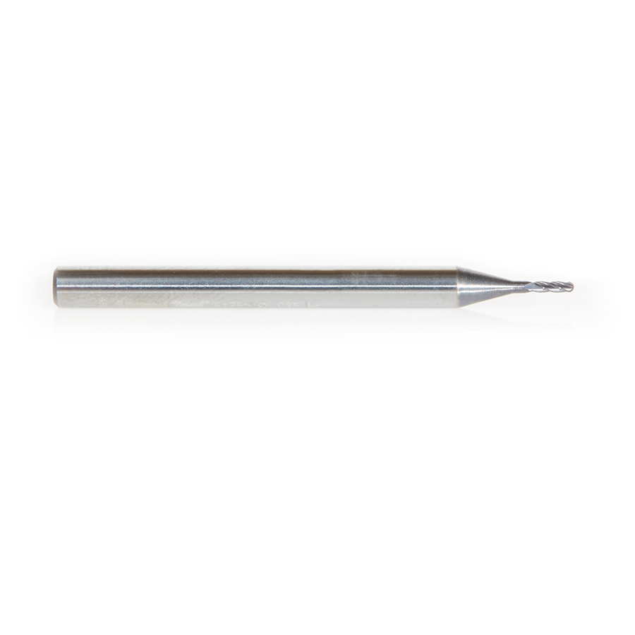 Amana 51755 AlTiN Coated CNC Steel, Stainless Steel & Composite Ball End Mini Mill 0.035 Dia x 0.105 x 1/8 Shank