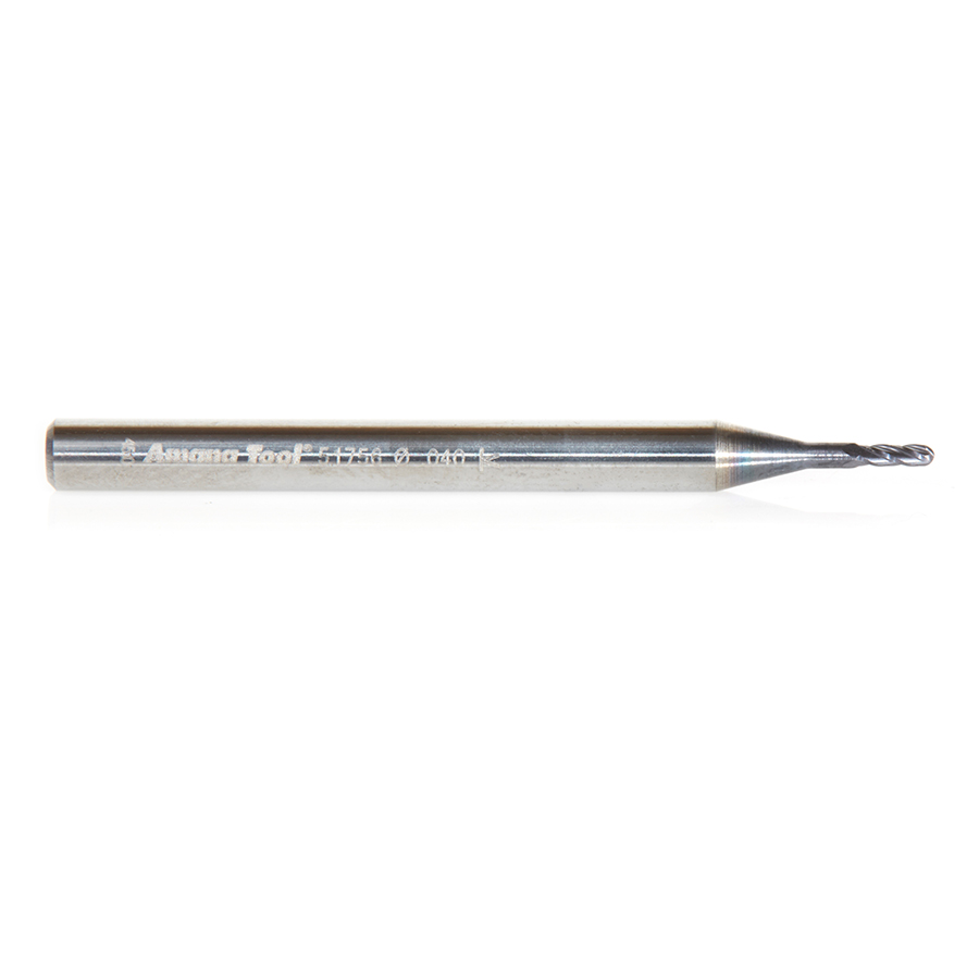 Amana 51756 AlTiN Coated CNC Steel, Stainless Steel & Composite Ball End Mini Mill 0.040 Dia x 0.120 x 1/8 Shank