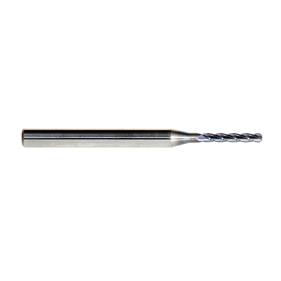 Amana 51760 AlTiN Coated CNC Steel, Stainless Steel & Composite Ball End Mini Mill 0.060 Dia x 0.360 x 1/8 Shank