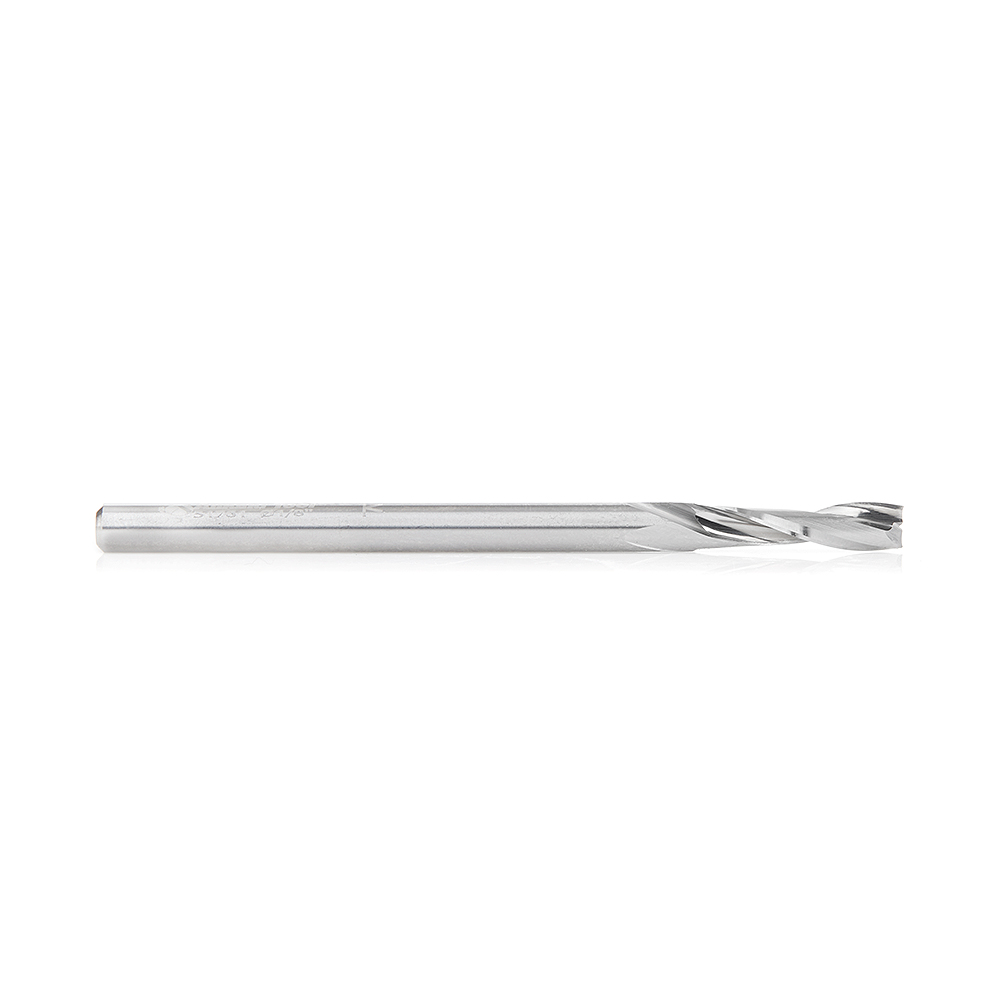 Amana 51761 Solid Carbide CNC Spiral Double 'O' Flute, Plastic Cutting 1/8 Dia x 1/2 x 1/8 Shank x 2 Inch Long Up-Cut Router Bit